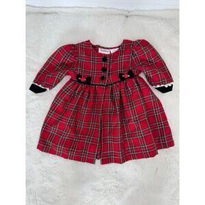 Rose Cottage Red Plaid Christmas Dress Infant 12M Holiday